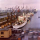 Blick auf den Rostocker Überseehafen, um 1965 (Foto: Jürgen Sindermann)